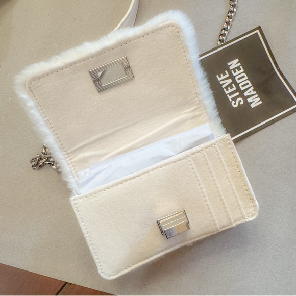 Steve Madden White Faux Fur Mini Crossbody Bag NWT - Picture 9 of 14